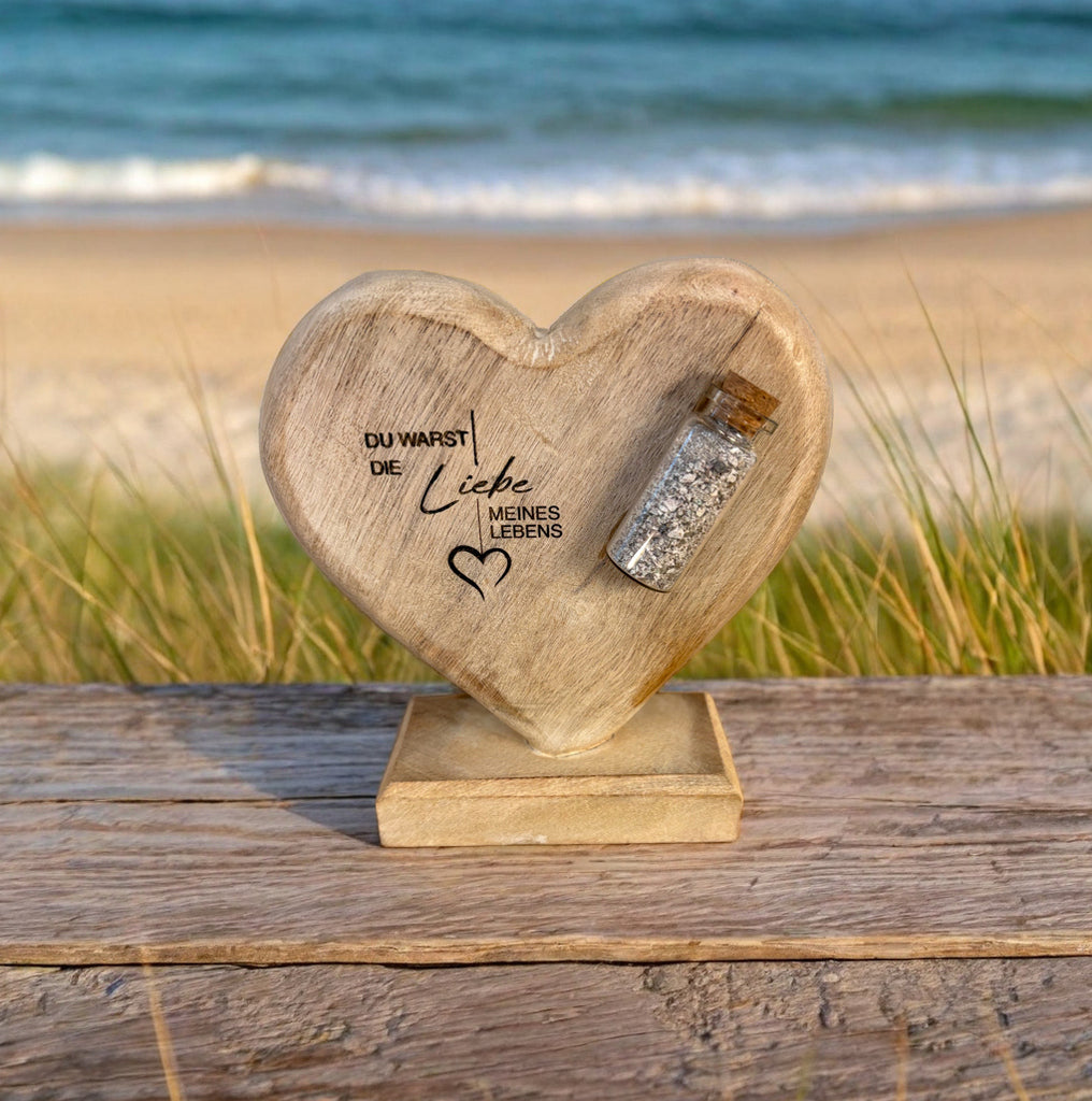 Stehherz mit Glasbottle oder Memory-Medaillon