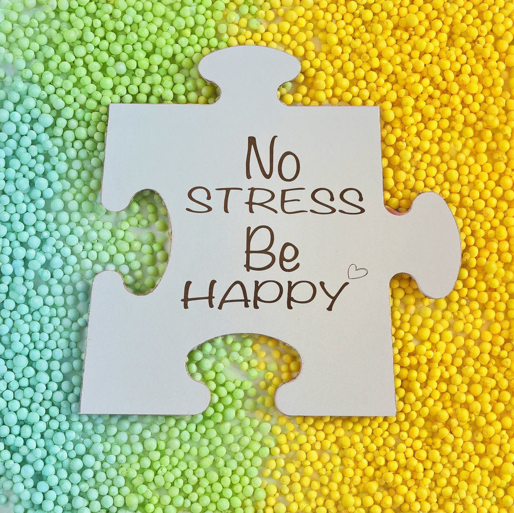 No Stress Be Happy Puzzle weiß